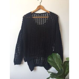 Black knit hole sweater